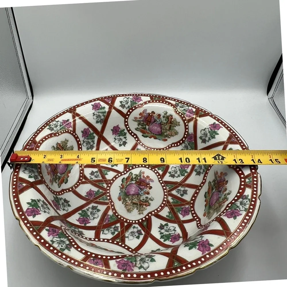 Limoges China Pitcher and Basin Set Large White Red Gold NWOT Courting‎ Couple